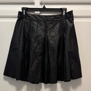 PJK Patterson J. Kincaid Black Lamb Leather Pleated Mini Skirt Size M